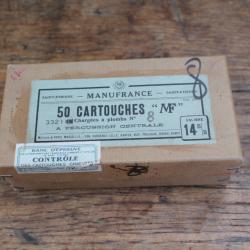 ancienne boite de 50 cartouches manufrance calibre 14 mm