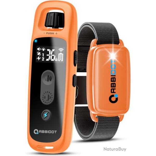 Collier de Dressage Chien Porte 1000m  5 Modes 36 Niveaux Sonore Vibration Impermable IPX7 Orange