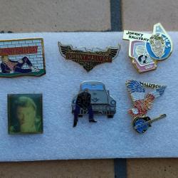 PINS CHANTEUR ARTISTE JOHNNY HALLYDAY CADILLAC VOITURE AIGLE PORTRAIT LOT DE 6 PINS