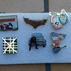 PINS CHANTEUR ARTISTE JOHNNY HALLYDAY CADILLAC VOITURE AIGLE PORTRAIT LOT DE 5 PINS