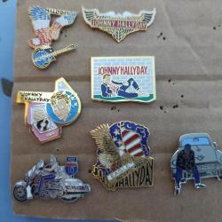 PINS CHANTEUR ARTISTE JOHNNY HALLYDAY CADILLAC VOITURE AIGLE PORTRAIT LOT DE 7 PINS