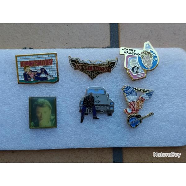 PINS CHANTEUR ARTISTE JOHNNY HALLYDAY CADILLAC VOITURE AIGLE PORTRAIT LOT DE 6 PINS