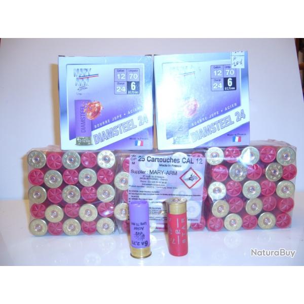 LOT DE CARTOUCHE CALIBRE 12 ACIER  6-7 28 BJ