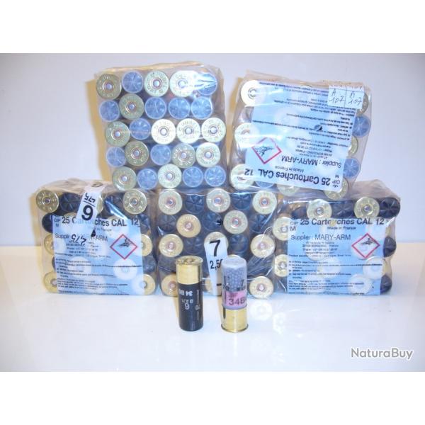 LOT DE CARTOUCHE CALIBRE 12  PLOMB 6-7  34BG