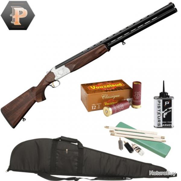 Pack Chasseur ! Fusil superpos Yildiz Luxe de plaine - Cal.12/76 + mun + fourreau + nettoyage