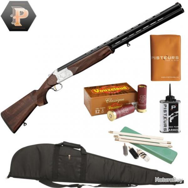 Pack Chasseur ! Fusil superpos Yildiz Luxe de plaine - Cal.12/76 + mun + fourreau + nettoyage + por