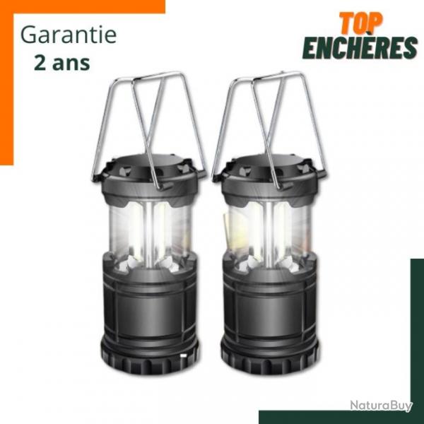 TOP ENCHERES SANS PRIX DE RESERVE : Lot de 2 lampes LED de camping - Garantie 2 ans