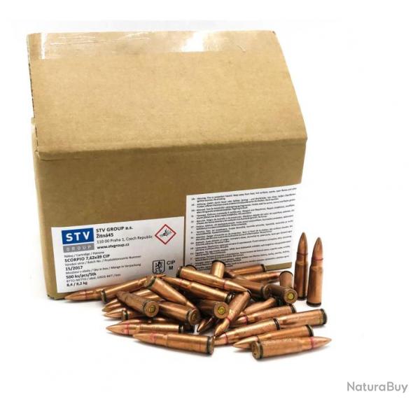 500 munitions 7.62X39 STV 123 grains FMJ cuivres vrac