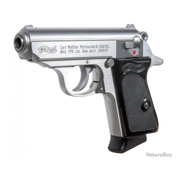 PISTOLET WALTHER PPK, 6 CPS CAL 380ACP - INOX