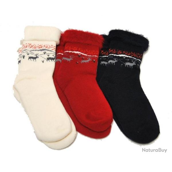 Chaussettes chaudes laine polaire cocoon thermotherapie et pieds sensibles rouge 37/39