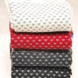 Chaussettes laine merinos fines motif jacquard nordique Femme Homme rouge 43/45