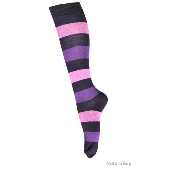 Chaussettes hautes rayes coton femme 34/36 ray violet mauve violetF