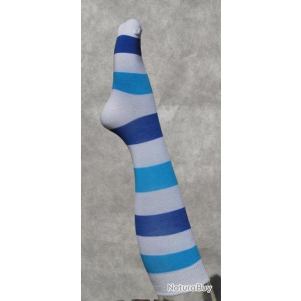 Chaussettes hautes rayes coton femme 34/36 ray bleu