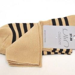 Chaussettes femme non comprimantes coton rayé 40/42 rayé marron&beige