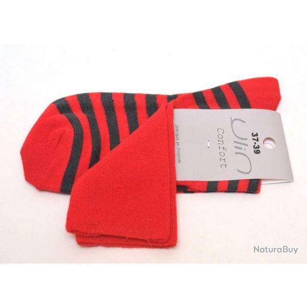 Chaussettes femme non comprimantes coton ray 40/42 ray gris rouge