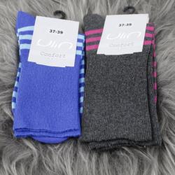 Chaussettes femme non comprimantes coton rayé 37/39 rayé fushia gris