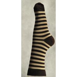 Offre dès 3 paires de chaussettes rayées coton Femme 34/36 rayé marron&beige