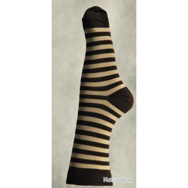 Offre ds 3 paires de chaussettes rayes coton Femme 34/36 ray marron&beige