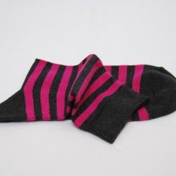 Offre dès 3 paires de chaussettes rayées coton Femme 34/36 rayé fushia gris