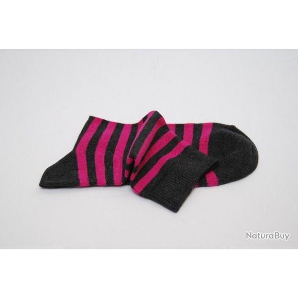 Offre ds 3 paires de chaussettes rayes coton Femme 34/36 ray fushia gris