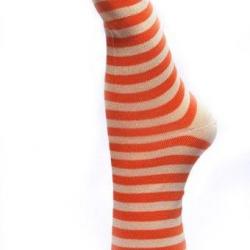 Offre dès 3 paires de chaussettes rayées coton Femme 34/36 rayé écru orange