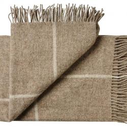 Plaids en pure laine scandinave carré gris ou marron marron glacé