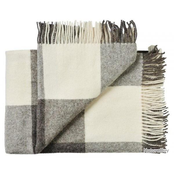 Plaid  carreaux en pure laine vierge scandinave gris chin