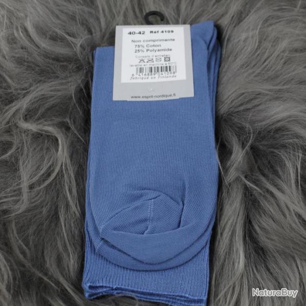 Chaussettes fines ville homme coton non comprimantes bleu  40/42