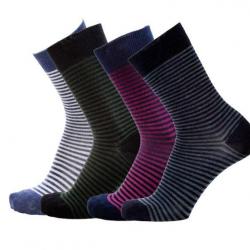 Chaussettes chaudes laine fines rayées ou unies pour Homme 40/45 rayé marine&blanc court/mollet