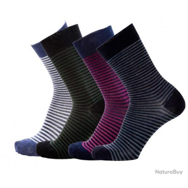 Chaussettes chaudes laine fines rayes ou unies pour Homme 40/45 ray marine&blanc court/mollet