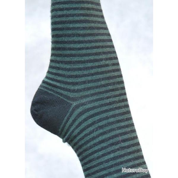 Chaussettes chaudes laine fines rayes ou unies pour Homme 40/45 court/mollet ray noir et kaki