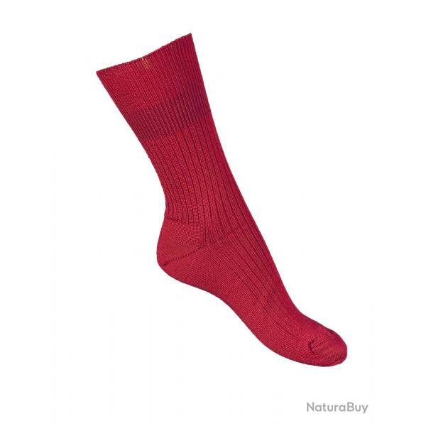 Chaussettes chaudes femme et homme laine mrinos non comprimantes  rouge 40/42