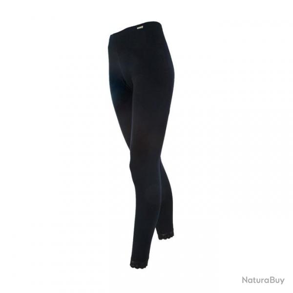 Leggings femme chaud pure laine mrinos noir, cru, dentelle noir  XS (extra small)