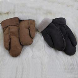 Moufles homme et femme chaudes en peau d agneau retournée cm moka