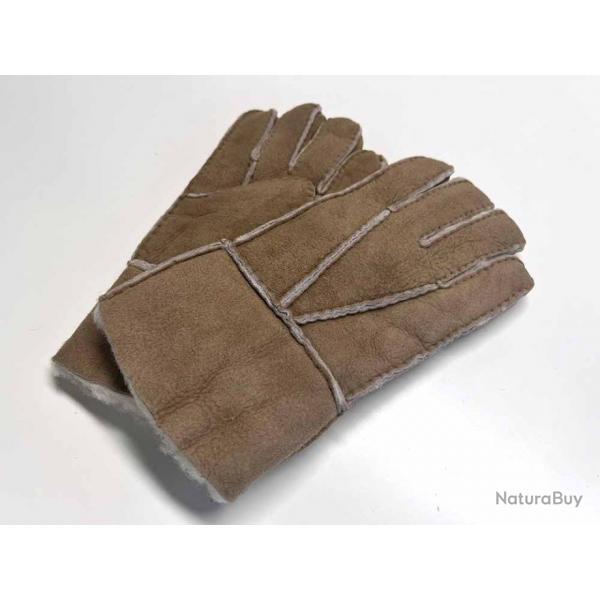 Gants en peau d'agneau retourne unisexe 10 cm TAUPE