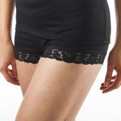 Offre spéciale Boxer shorty femme laine mérinos et soie noir ou écru noir  XL (extra large)