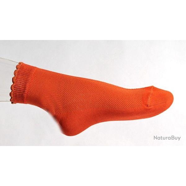 Socquettes femmes en coton ar fines non comprimantes orange papaye 40/42