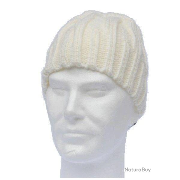 Bonnet homme chaud laine torsade blanc cru