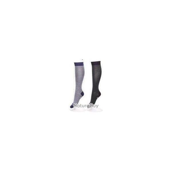 Chaussettes homme et femme hautes laine trs fine raye ou uni 40/45 Haut/genou ray marine et gris