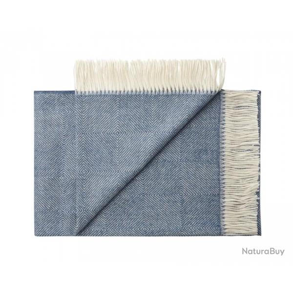 Plaids pure laine Baby ALPAGA rayures ou chevrons bleu