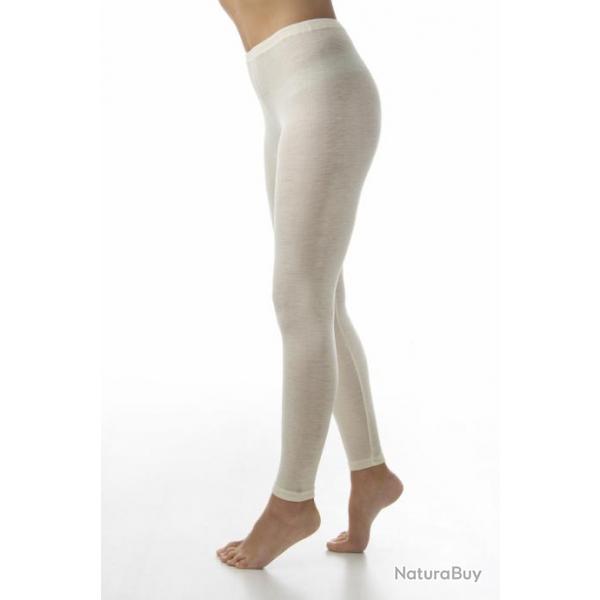 Leggings femme laine mrinos et soie noir, cru, gris blanc cru XS (extra small)