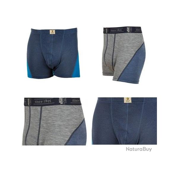 Boxer thermique sport homme en pure laine mrinos gris ou bleu 2XL bleu /marine