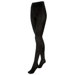 Collant femme chaud noir en laine mérinos douce noir  40-42