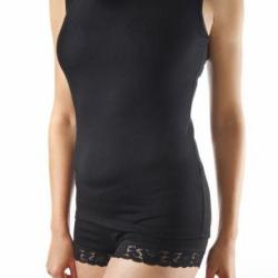 Débardeur Top femme laine mérinos et soie noir noir  XS (extra small)