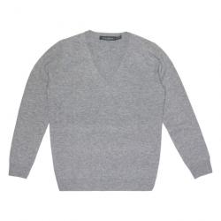 Pull fin femme col V en pure laine mérinos offre spéciale M (médium) gris moyen