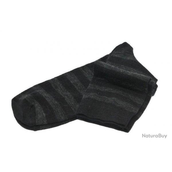 Chaussettes ville homme laine mrinos rayures 46-48 gris & noir