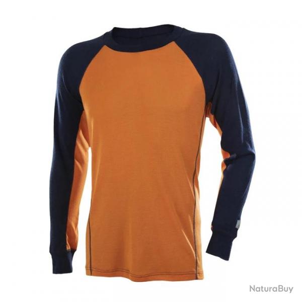 Maillot chaud homme pure laine mrinos orange et bleu marine L (large) orange