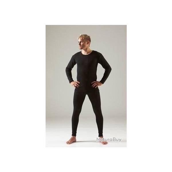 Maillot homme en laine et soie noir bleu cru gris manches longues noir  XS (extra small)