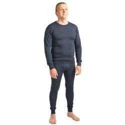 Maillot homme en laine et soie noir bleu écru gris manches longues bleu  XL (extra large)