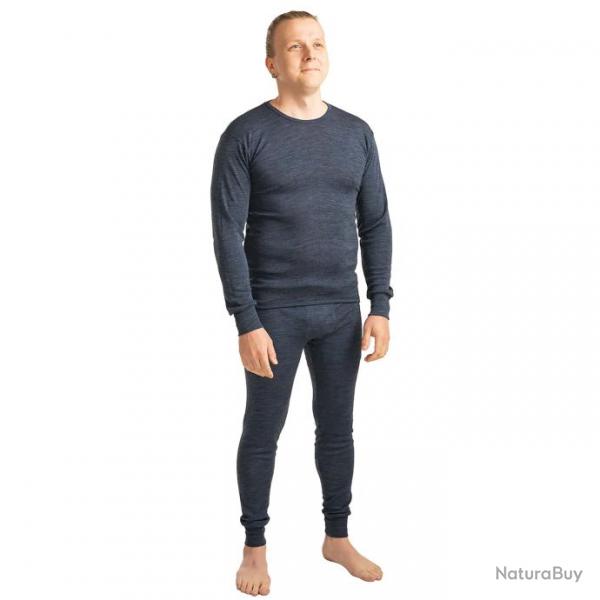 Maillot homme en laine et soie noir bleu cru gris manches longues bleu  XL (extra large)